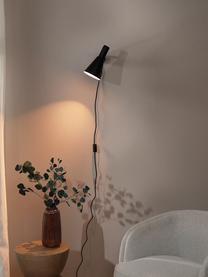 Verstelbare wandlamp Sia met stekker in mat zwart, Lampenkap: gepoedercoat metaal, Frame: gepoedercoat metaal, Zwart, D 27 x H 23 cm