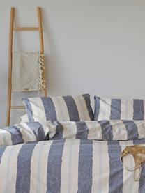 Dekbedovertrek Nautic Stripes, Weeftechniek: renforcé Draaddichtheid 1, Wit, beige, blauw, lichtblauw, 240 x 220 cm + 2 kussenhoezen 60 x 70 cm