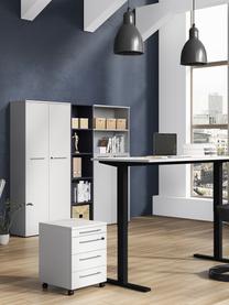 Abschließbarer Holz-Büroschrank Vestaro, Korpus: Spanplatte, melaminbeschi, Front: Spanplatte, melaminbeschi, Griffe: Metall, pulverbeschichtet, Füße: Kunststoff, Hellgrau, B 80 x H 197 cm