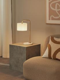 Lampa stołowa z marmurową podstawą Montreal, Stelaż: metal galwanizowany, Biały, odcienie złotego, S 32 x W 49 cm