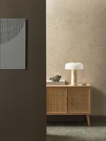 Lampada da tavolo con base in travertino Carla, Paralume: vetro, Base della lampada: travertino, metallo, Beige effetto travertino, Ø 32 x Alt. 39 cm