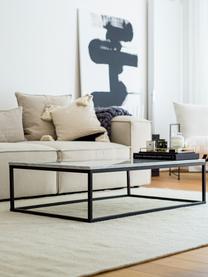 Tavolino grande da salotto con piano in marmo Alys, Struttura: metallo verniciato a polv, Marmo bianco, nero, Larg. 120 x Alt. 35 cm