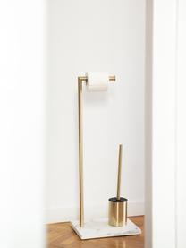WC-papierhouder Albany met toiletborstel, Houder: gecoat metaal, Messingkleurig, wit, gemarmerd, B 27 x H 73 cm