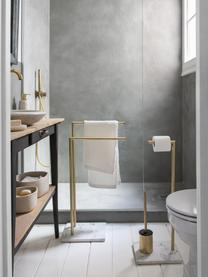 WC-papierhouder Albany met toiletborstel, Houder: gecoat metaal, Messingkleurig, wit, gemarmerd, B 27 x H 73 cm