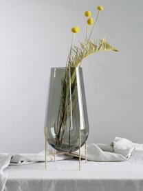 Mundgeblasene Bodenvase Échasse, Gestell: Messing, Vase: Glas, mundgeblasen, Grün, Goldfarben, Ø 22 x H 44 cm