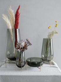 Große Mundgeblasene Design-Vase Échasse, Gestell: Messing, Vase: Glas, mundgeblasen, Messingfarben, Grau, Ø 22 x H 44 cm
