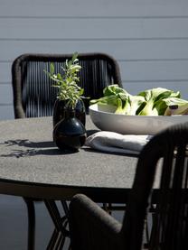 Tavolo da pranzo rotondo con piano in spraystone Tropea, Ø 110 cm, Struttura: metallo verniciato a polv, Nero, Ø 110 x Alt. 75 cm