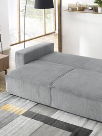 Sofá cama de pana Nihad (3 plazas), con espacio de almacenamiento, Tapizado: pana de poliéster, Patas: plástico, Gris claro, An 245 x F 102 cm