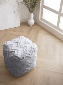 Großer, handgetufteter Boho-Pouf Akesha in Grau, Bezug: Baumwolle, Grau, B 50 x H 50 cm