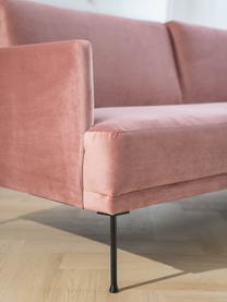 Fluwelen bank Fluente (2-zits) in roze met metalen poten, Bekleding: fluweel (hoogwaardig poly, Frame: massief grenenhout, Poten: gepoedercoat metaal, Fluweel Roze, B 166 x D 85 cm
