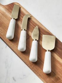 Set 4 coltelli da formaggio con manico in marmo Agata, Posate: metallo, Dorato, bianco, marmorizzato, Lunghezza 14 cm