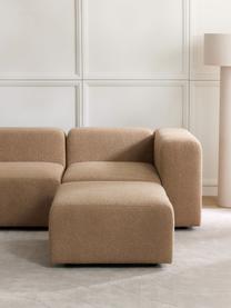 Poggiapiedi da divano in bouclé Lena, Rivestimento: bouclé (93% poliestere, 6, Rivestimento: cuscino in schiuma con an, Struttura: legno di pino, compensato, Piedini: plastica, Bouclé color sabbia, Larg. 76 x Prof. 76 cm