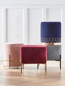 Pouf in velluto Harper, Rivestimento: velluto, Velluto grigio, nero, Larg. 46 x Alt. 44 cm