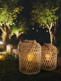 Solar LED-Kerze Korab mit Bambuskorb, Korb: Bambus, Griff: Jute, Hellbraun, Ø 23 x H 29 cm