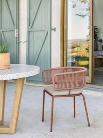 Krzesło ogrodowe z plecionym sznurkiem Nadin, Stelaż: metal ocynkowany i lakier, Tapicerka: poliester, Blady różowy, S 58 x G 48 cm