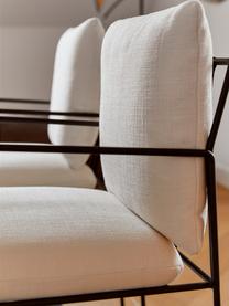 Gestoffeerde stoel Wayne met metalen frame, Bekleding: 97% polyester 3% linnen M, Frame: gepoedercoat metaal, Geweven stof wit, B 54 x D 58 cm