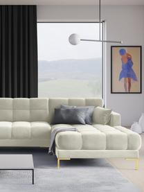 Sofa narożna z aksamitu Mamaia (5-osobowa), Tapicerka: 100% aksamit poliestrowy , Jasny beżowy, S 293 x G 185 cm