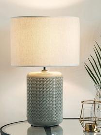 Lámpara de mesa Go for Glow, Pantalla: lino, Base de la lámpara: cerámica, Blanco, gris verdoso, Ø 25 x Al 40 cm