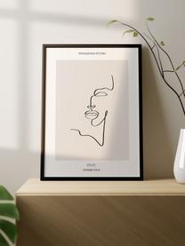 Gerahmter Digitaldruck Femme Face, Bild: Digitaldruck auf Papier, Rahmen: Holz, Mitteldichte Holzfa, Front: Glas, Schwarz, Beige, Weiß, B 32 x H 42 cm