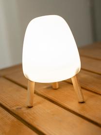 Přenosná stmívatelná venkovní stolní LED lampa Rocket, Bílá, bukové dřevo, Ø 14 cm, V 20 cm