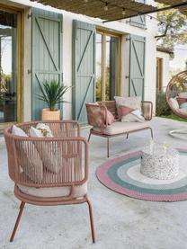Tuin loungebank Nadin met gevlochten touw (2-zitsbank), Frame: verzinkt metaal en gelakt, Bekleding: polyester, Roze, B 135 x H 65 cm