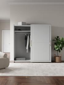 Modularer Schwebetürenschrank Charlotte, 200 cm Breite, mehrere Varianten, Korpus: Spanplatte, FSC-zertifizi, Grau, Basic Interior, B 200 x H 200 cm