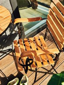 Klappbares Balkonset Parklife, 3-tlg., Gestell: Metall, verzinkt und pulv, Schwarz, Akazienholz, Set mit verschiedenen Größen