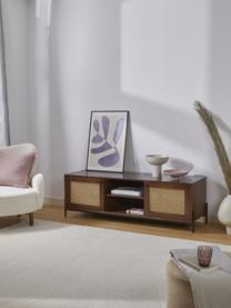 Mueble de TV con tejido vienés Vienna, Estructura: madera de mango maciza, Patas: metal con pintura en polv, Madera de mango, An 160 x Al 50 cm