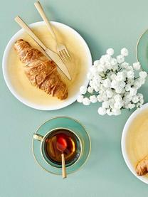 Handgemachte Frühstücksteller Pure matt/glänzend mit Farbverlauf, 6 Stück, Keramik, Gelb, Weiß, Ø 21 cm