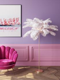 Stehlampe Feather Palm, Lampenschirm: Straußenfedern, Goldfarben, Weiß, Ø 65 x H 165 cm