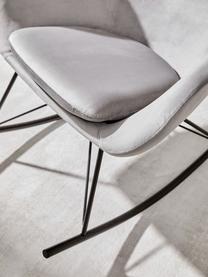 Fluwelen schommelstoel Wing in grijs met metalen poten, Bekleding: fluweel (polyester), Frame: gegalvaniseerd metaal, Fluweel grijs, B 76 x D 108 cm