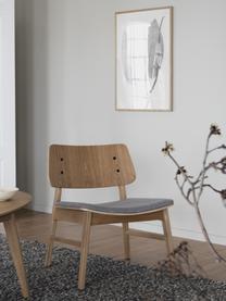 Fotel wypoczynkowy z drewna dębowego Nagano, Tapicerka: 100% poliester, Jasny brązowy, jasny szary, S 57 x G 50 cm