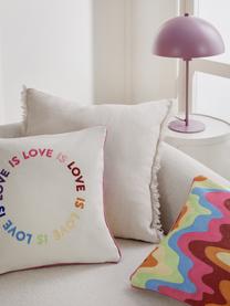 Housse de coussin réversible bordure passepoilée Drew, 100 % coton, Multicolore, blanc, larg. 40 x long. 40 cm