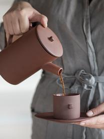Tasses à café avec sous-tasses Clay, 2 pièces, Grès cérame, Brun, mat, Ø 9 x haut. 6 cm, 170 ml