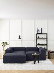 Modulo angolare Lennon, Rivestimento: 100% poliestere Con 115.0, Struttura: legno di pino massiccio, , Piedini: plastica, Tessuto blu scuro, Larg. 119 x Prof. 180 cm, angolo a sinistra
