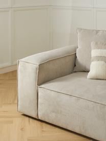 Narożna sofa modułowa ze sztruksu z pufem Lennon (4-osobowa), Tapicerka: sztruks (92% poliester, 8, Stelaż: lite drewno sosnowe z cer, Nogi: tworzywo sztuczne, Beżowy sztruks, S 327 x G 207 cm