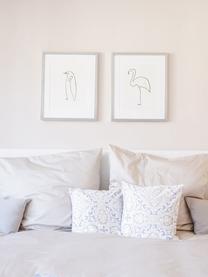 Oprawiony druk cyfrowy Picasso's Flamingo, Stelaż: tworzywo sztuczne, antycz, Ilustracja: czarny, biały Stelaż: odcienie srebrnego, S 40 x W 50 cm