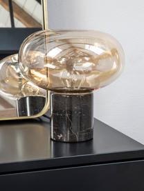 Kleine Nachttischlampe Alma mit Marmorfuß, Lampenfuß: Marmor, Lampenschirm: Glas, Bernsteinfarben, Braun, marmoriert, Ø 23 x H 24 cm