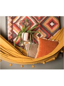 Amaca in cotone con pompon Holly, Cotone, Giallo senape, bianco latteo, Larg. 90 x Lung. 250