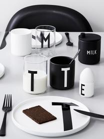 Bicchiere di design in vetro con lettera Personal (varianti dalla A alla Z), Vetro borosilicato, Trasparente, nero, Bicchiere per l'acqua F, 300 ml