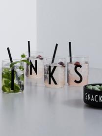 Bicchiere di design in vetro con lettera Personal (varianti dalla A alla Z), Vetro borosilicato, Trasparente, nero, Bicchiere per l'acqua F, 300 ml