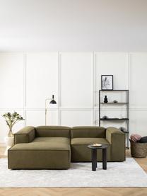 Sofá rinconera modular Lennon, Tapizado: 100% poliéster Alta resis, Estructura: madera de pino maciza, ma, Patas: plástico, Tejido verde, An 238 x F 180 cm, chaise longue derecha