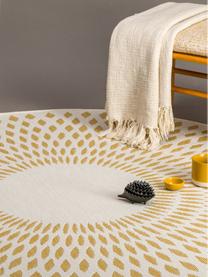 Runder In- & Outdoor-Teppich Diamond in Sisal-Optik, 100% Polypropylen, Gelb, Cremeweiß, Ø 160 cm (Größe L)