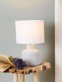Moderne Tischlampe Ike mit Betonfuß, Lampenschirm: 100% Leinen, Lampenfuß: Beton, Beton, Weiß, Ø 30 x H 45 cm