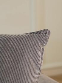 Cuscino per divano in velluto a coste grigio Lennon, Rivestimento: velluto a coste (92% poli, Velluto a coste grigio, Larg. 60 x Lung. 60 cm