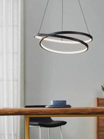 LED hanglamp Ruotale, Lampenkap: gecoat metaal, Diffuser: kunststof, Baldakijn: gecoat metaal, Zwart, wit, Ø 55 x H 150 cm