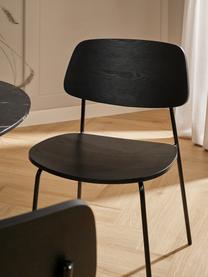 Holzstühle Nadja, 2 Stück, Sitzfläche: Sperrholz mit Eschenholzf, Beine: Metall, pulverbeschichtet, Schwarz, B 50 x T 53 cm