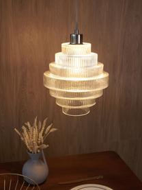 Kleine hanglamp Noble Brilliance, Lampenkap: glas, Baldakijn: gecoat metaal, Transparant, chroomkleurig, Ø 24 x H 25 cm