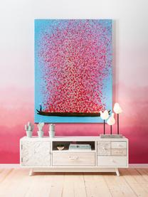 Beschilderd canvas print Flower Boat, Afbeelding: digitale print met acryl , Lijst: massief natuurlijk dennen, Blauw, roze, B 80 x H 100 cm