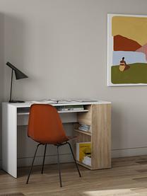 Schreibtisch Yale mit Stauraum, Spanplatte, melaminbeschichtet, Weiß, Eichenholz, B 114 x T 50 cm